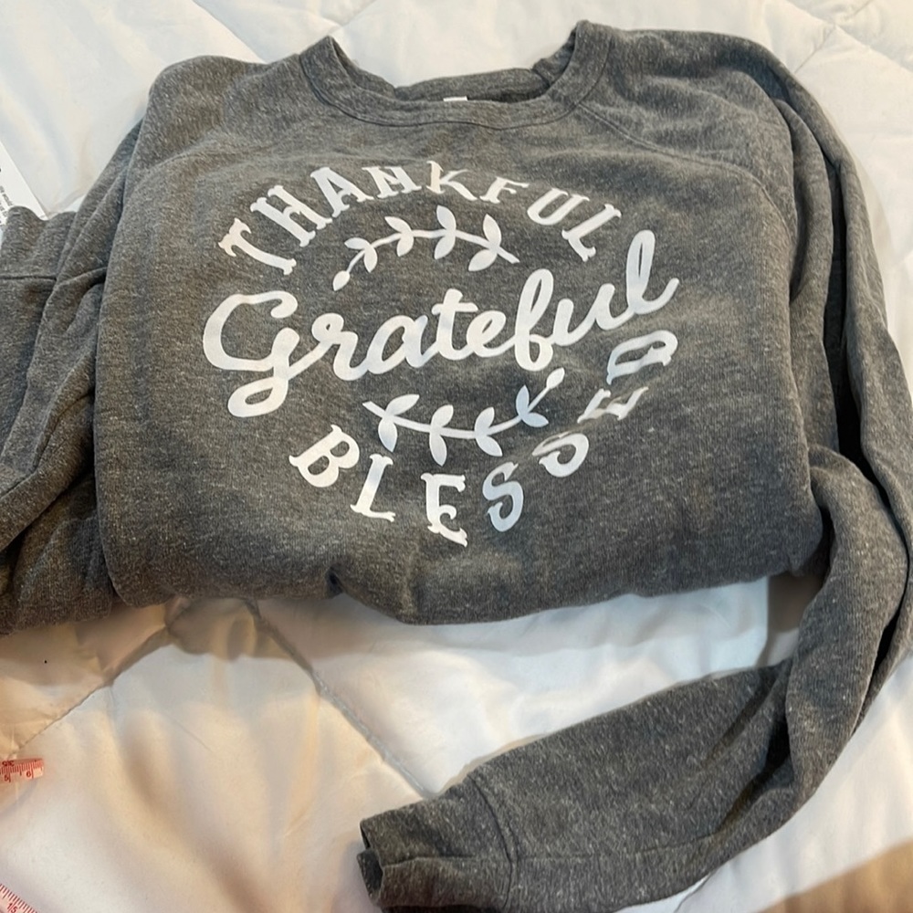 Bella and canvas Thankful Grateful Blessed grey sweatshirt